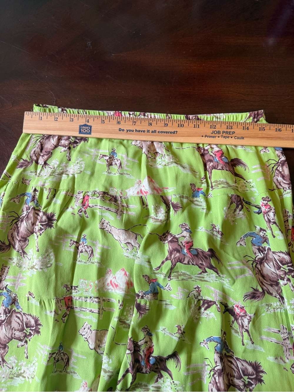 Ivy Jane Western Cowboy Skirt Rodeo Boho A-Line Green Sz S Montana Horses - Picture 6 of 8
